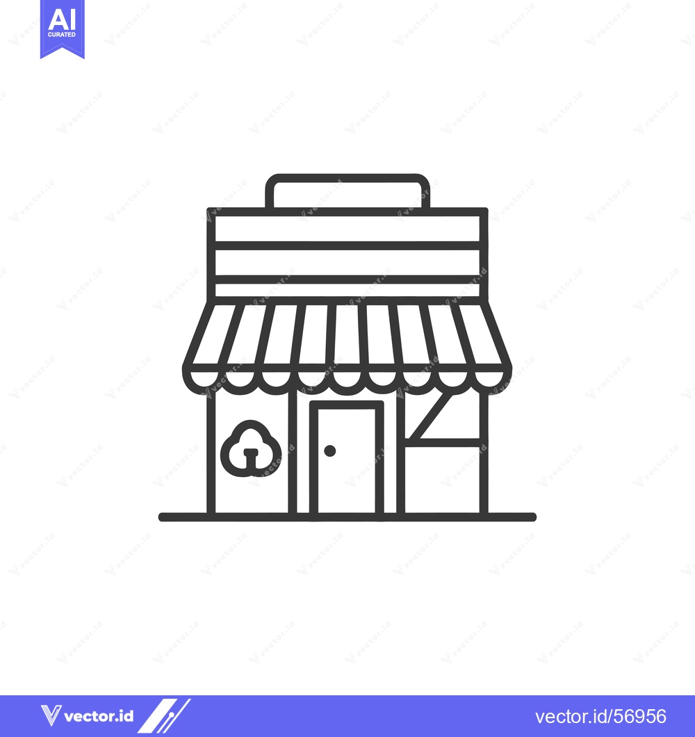 Premium Vector of Line drawing of a small storefront with awning