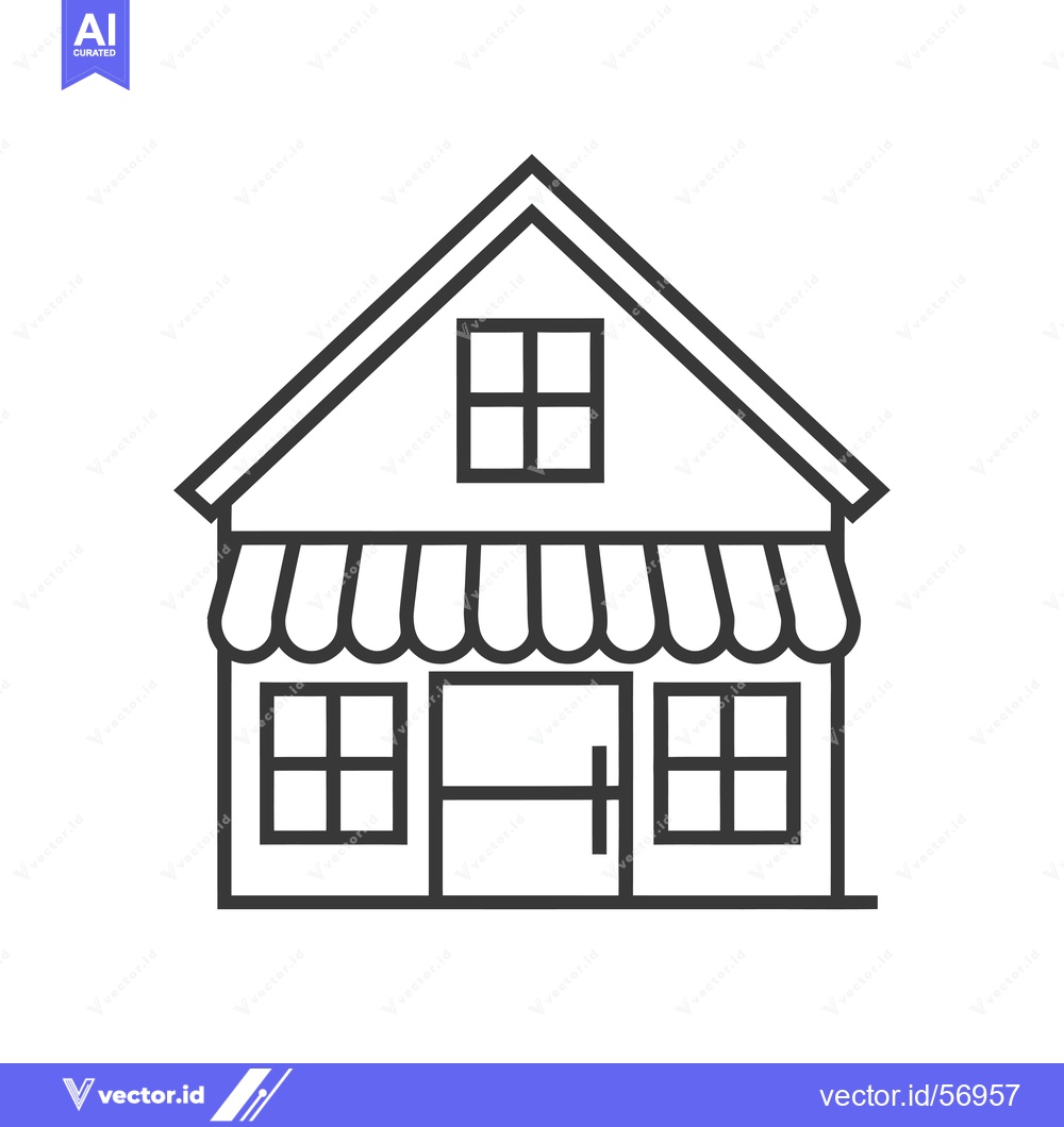 Premium Vector dari Line Drawing of a Small Store with an Awning