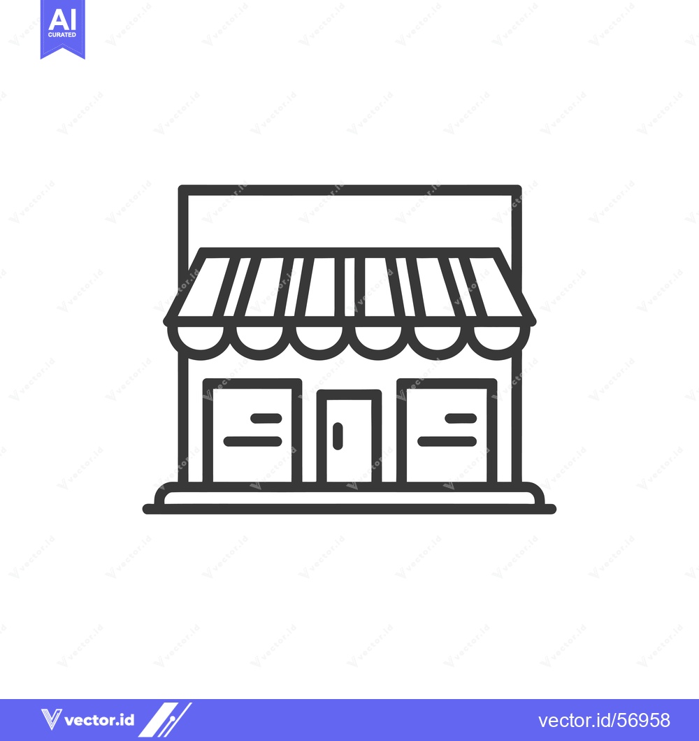 Premium Vector of Line Drawing of a Small Store with an Awning