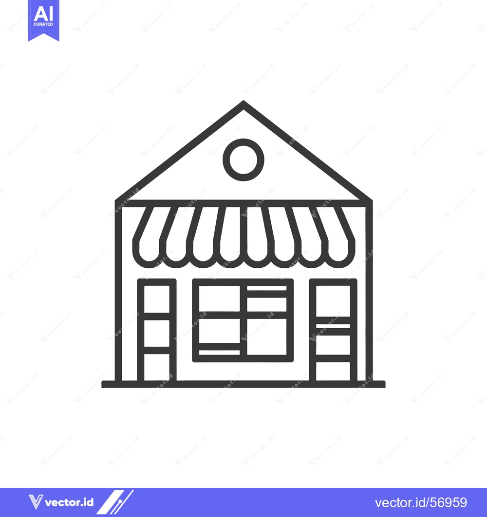 Premium Vector of Line drawing of a small store with awning and window