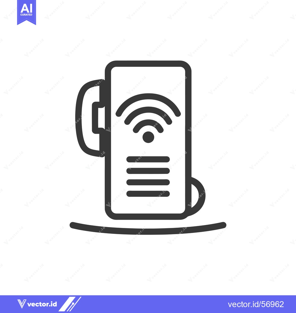 Premium Vector dari Line Drawing of a Smartphone with a Wi-Fi Symbol