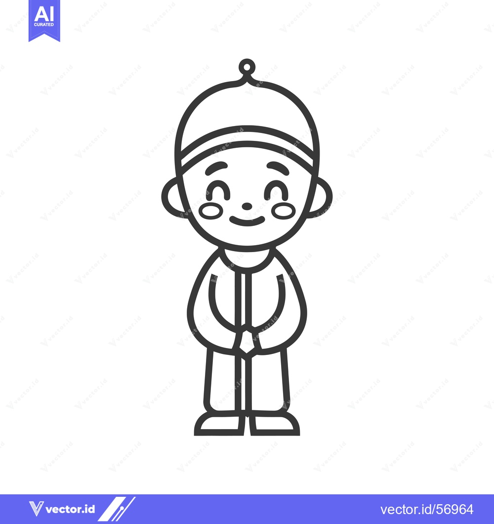 Premium Vector dari Line drawing of a smiling boy in a hat