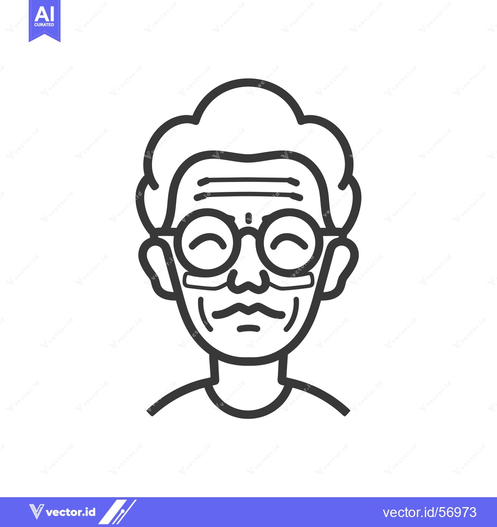Premium Vector of Line drawing of a smiling elderly man with glasses
