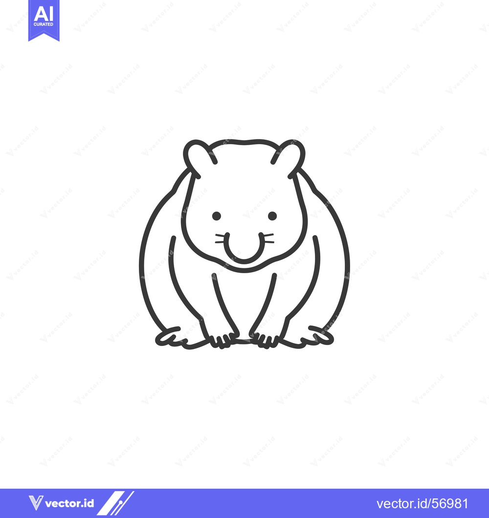 Premium Vector of Line drawing of a smiling hamster