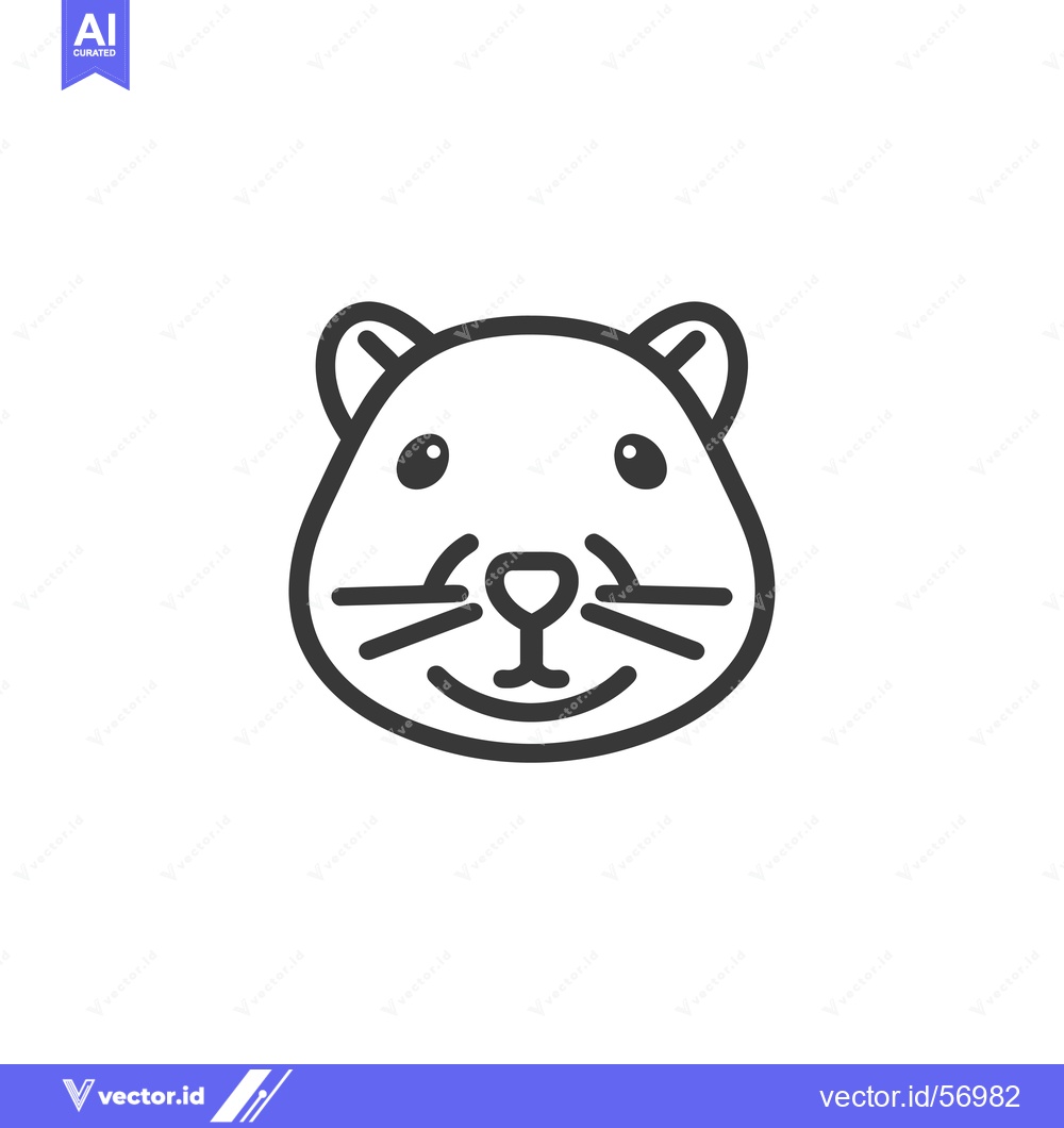 Premium Vector of Line Drawing of a Smiling Hamster's Face