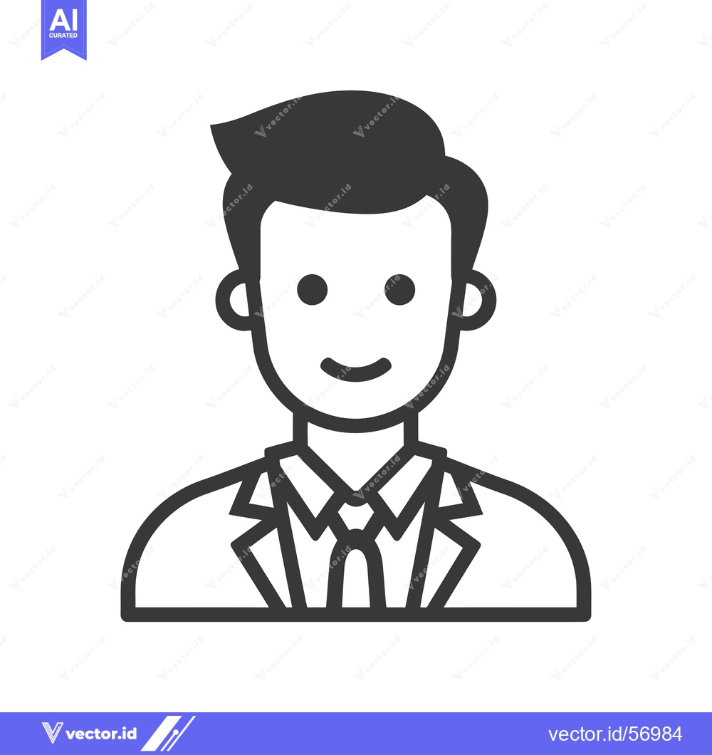 Premium Vector dari Line drawing of a smiling man in a suit and tie