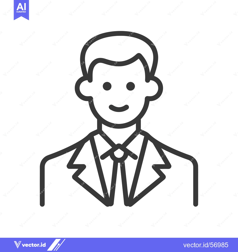 Premium Vector dari Line Drawing of a Smiling Man in a Suit and Tie