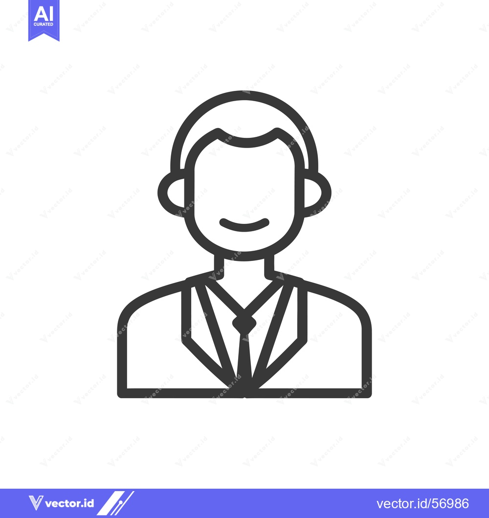 Premium Vector of Line drawing of a smiling man in a suit and tie wearing headphones
