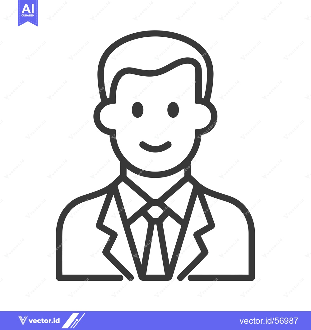 Premium Vector dari Line drawing of a smiling man wearing a suit and tie