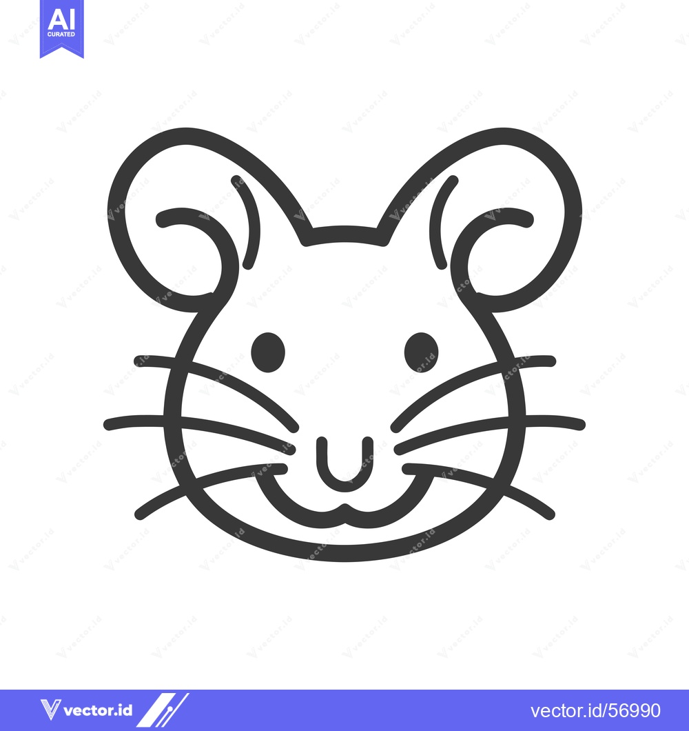 Premium Vector of Line drawing of a smiling mouse face