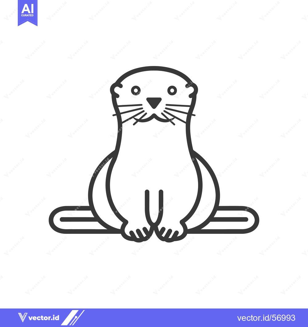 Premium Vector of Line Drawing of a Smiling Otter Sitting on Its Haunches