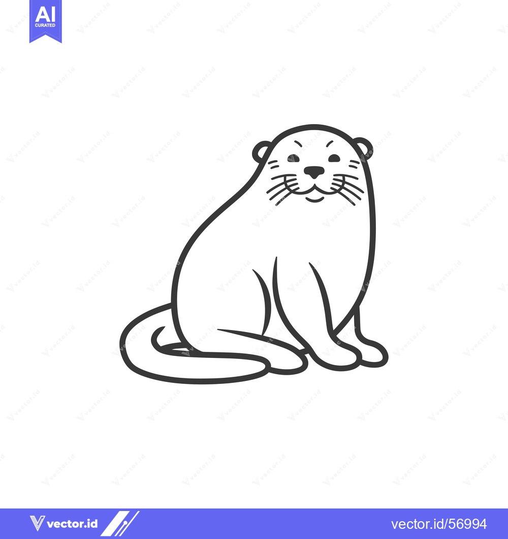 Premium Vector dari Line drawing of a smiling otter sitting on its haunches