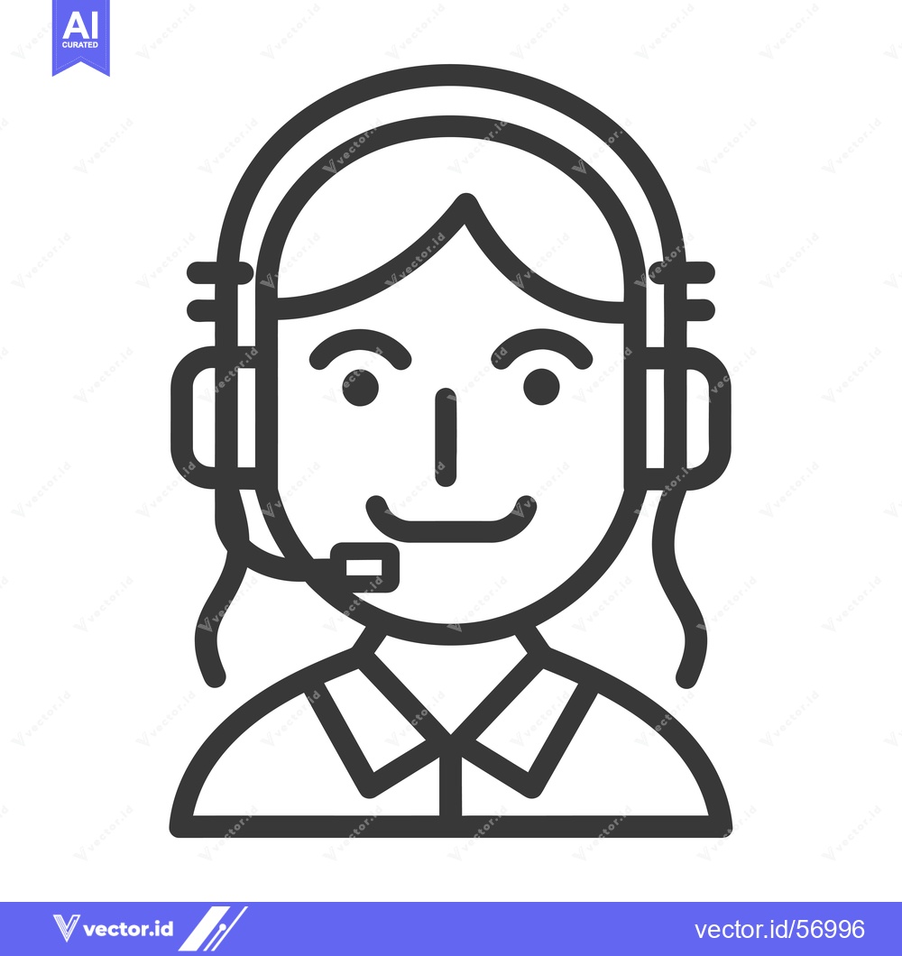 Premium Vector dari Line Drawing of a Smiling Person Wearing a Headset