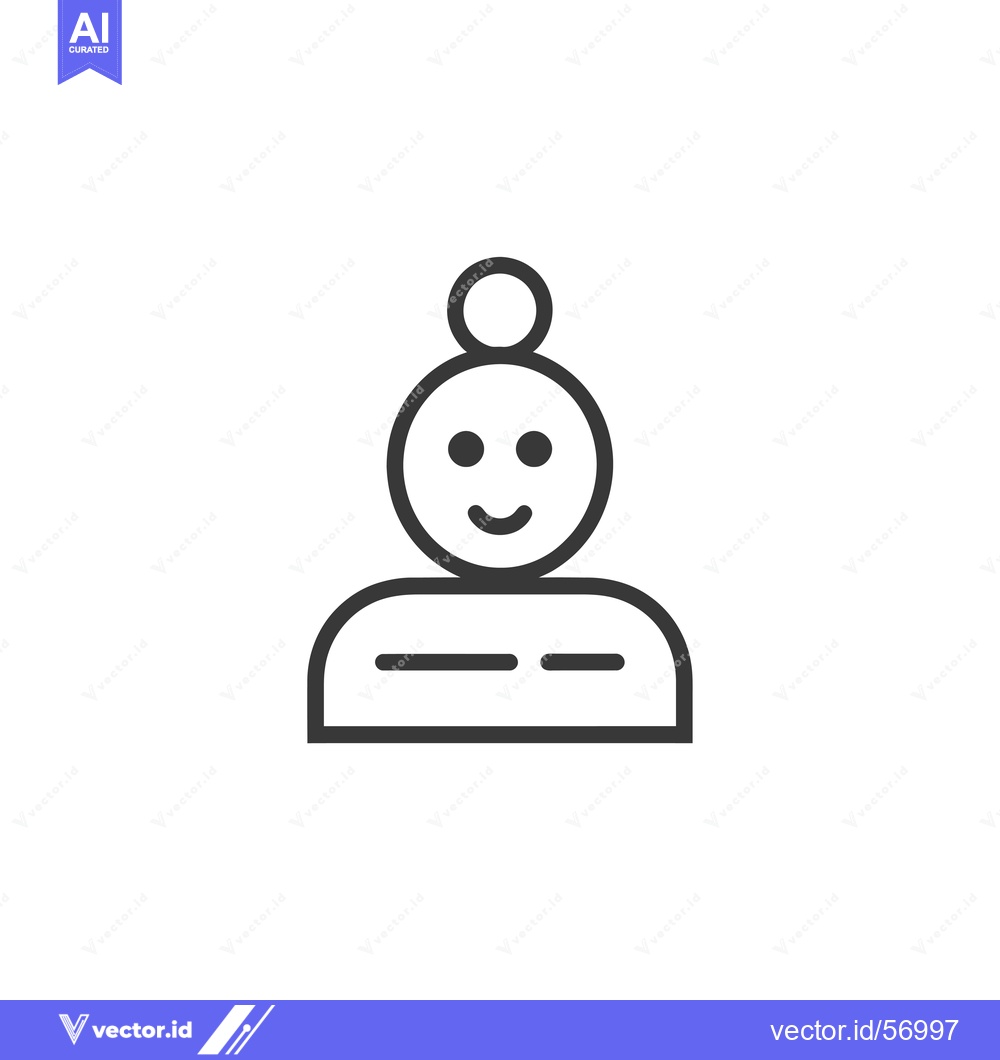 Premium Vector dari Line drawing of a smiling person with a circle on top of their head