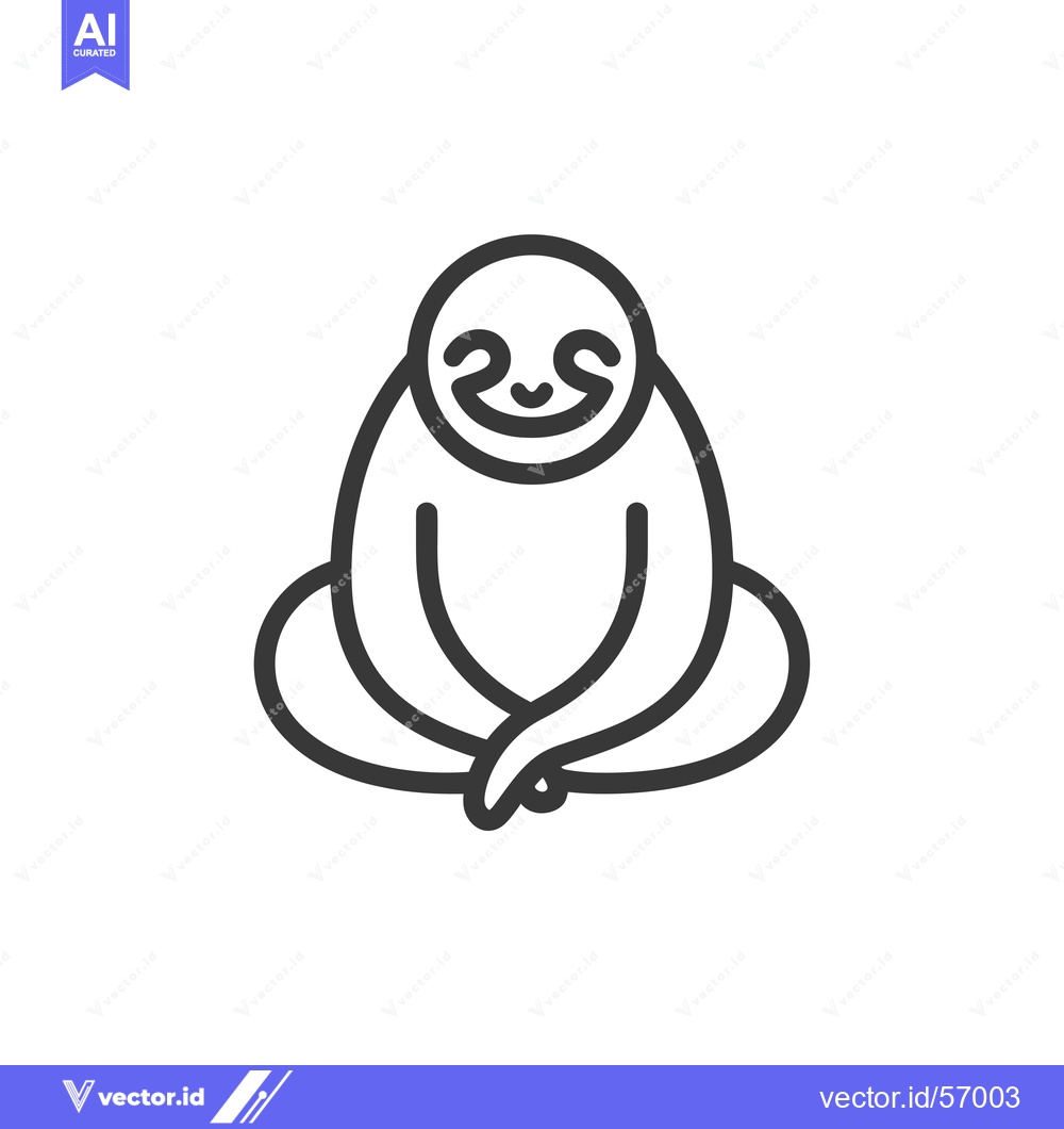Premium Vector of Line drawing of a smiling sloth sitting in a relaxed pose
