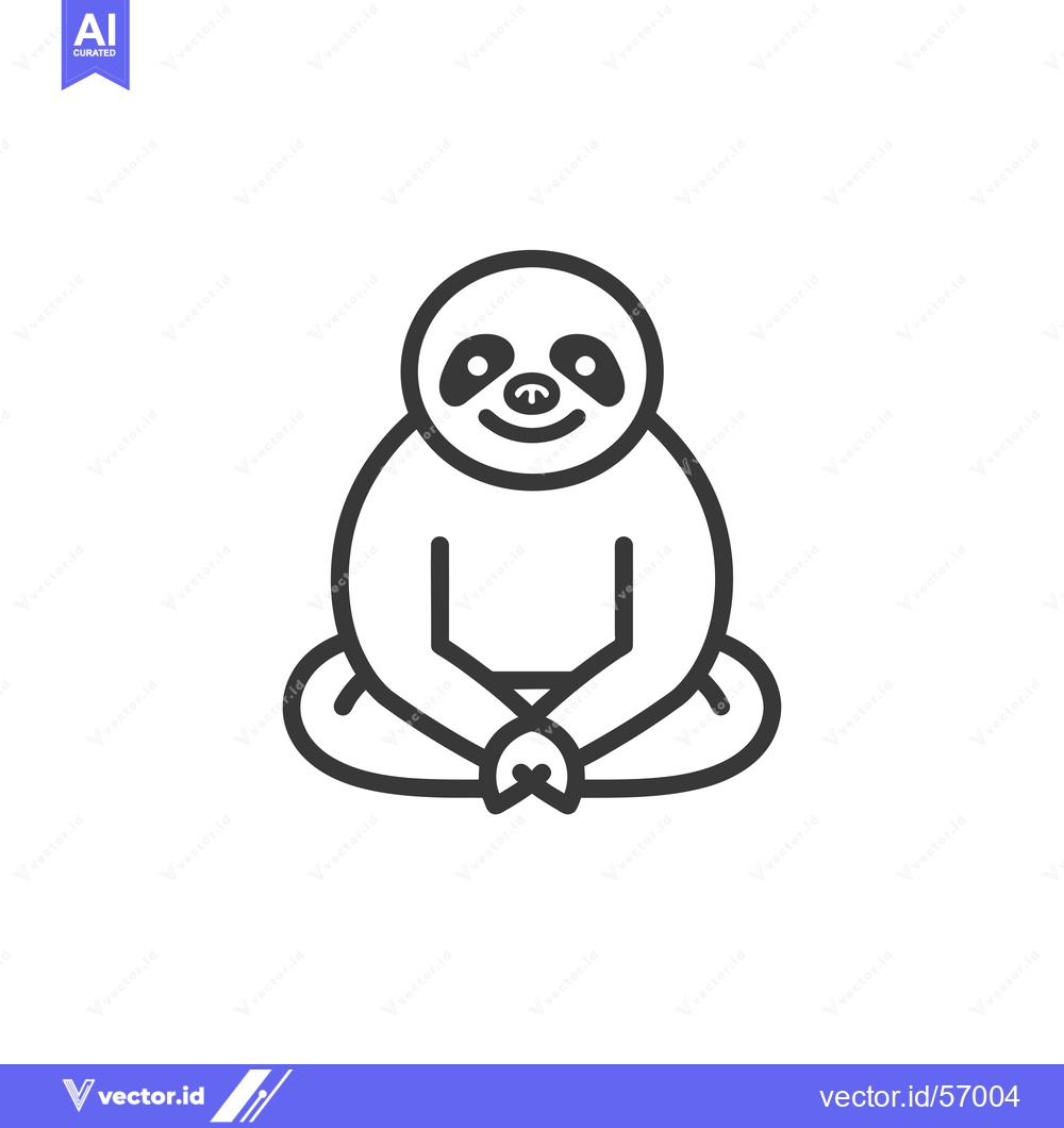 Premium Vector dari Line drawing of a smiling sloth sitting in a yoga pose