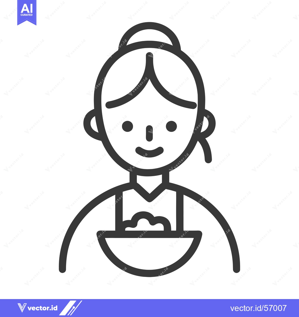 Premium Vector of Line drawing of a smiling woman holding a bowl