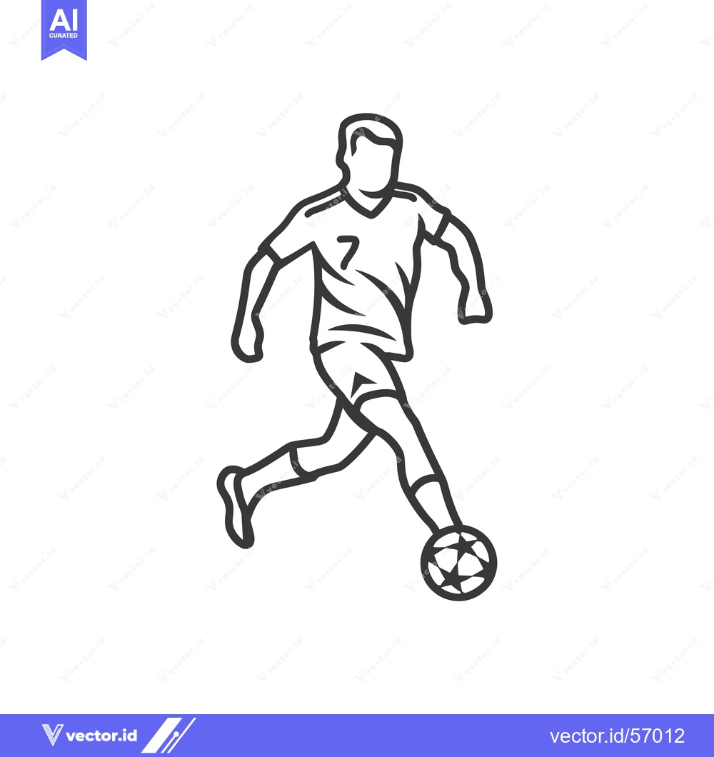 Premium Vector of Line drawing of a soccer player dribbling the ball
