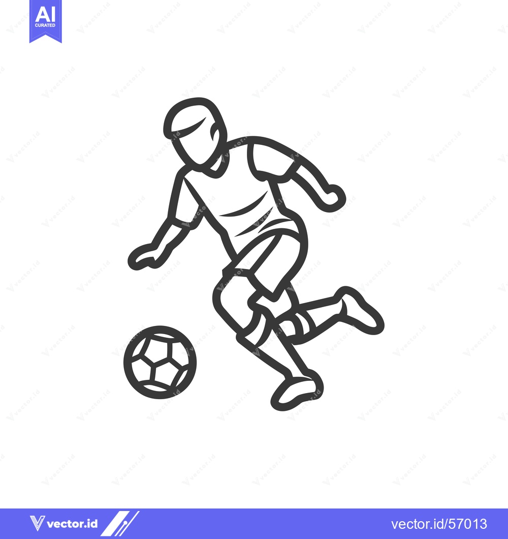 Premium Vector dari Line Drawing of a Soccer Player Dribbling the Ball