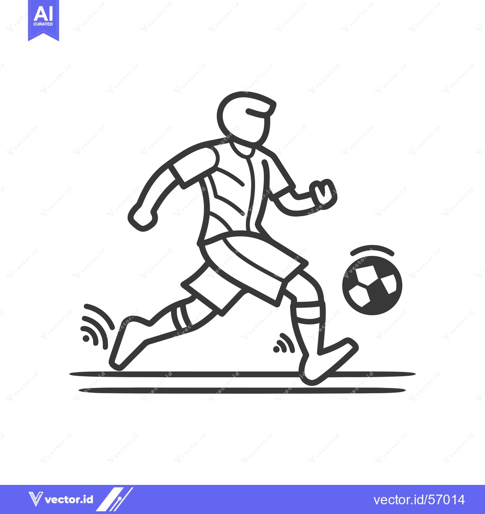 Premium Vector dari Line drawing of a soccer player dribbling the ball