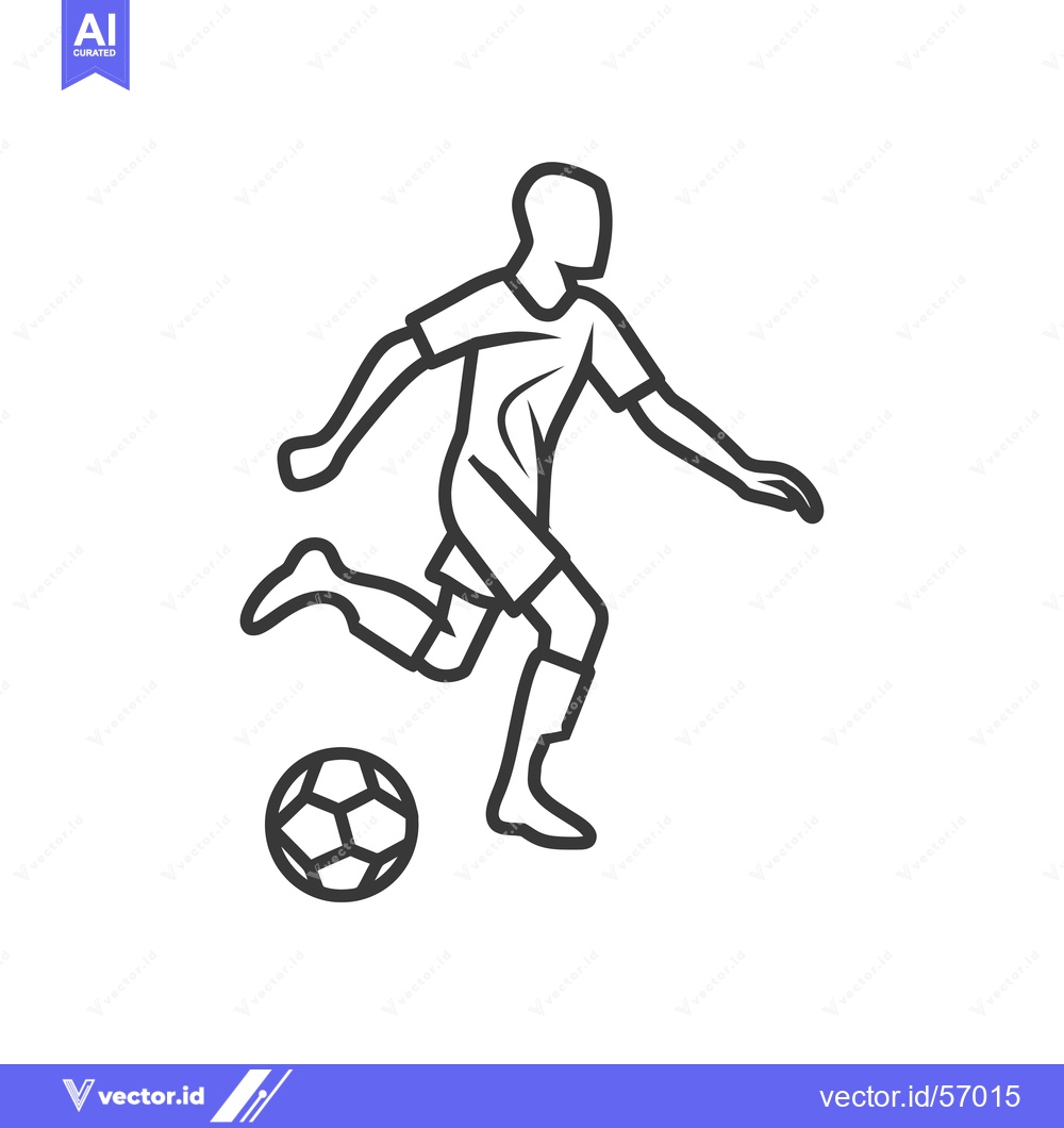 Premium Vector of Line Drawing of a Soccer Player Kicking a Ball