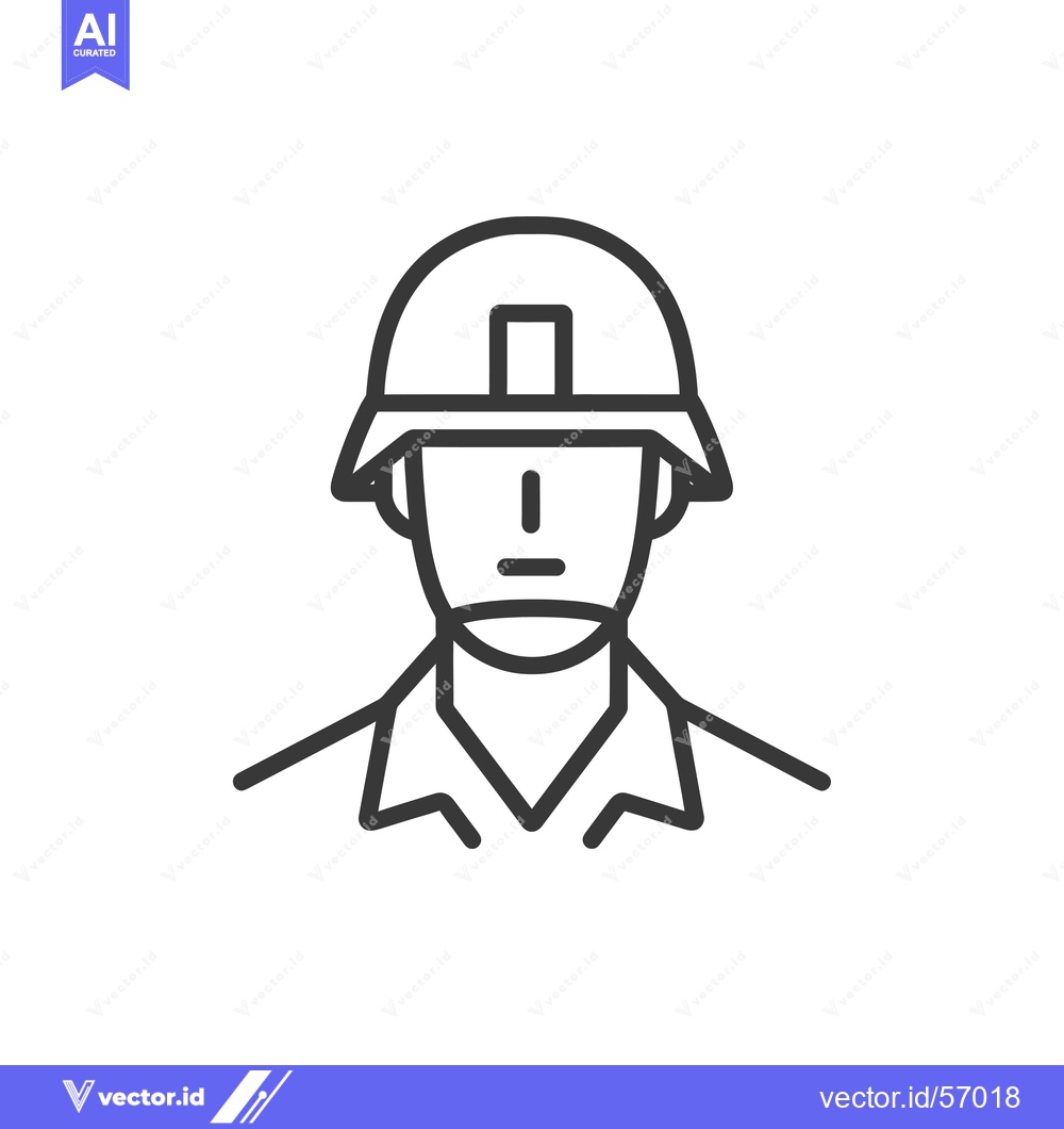 Premium Vector dari Line drawing of a soldier wearing a helmet