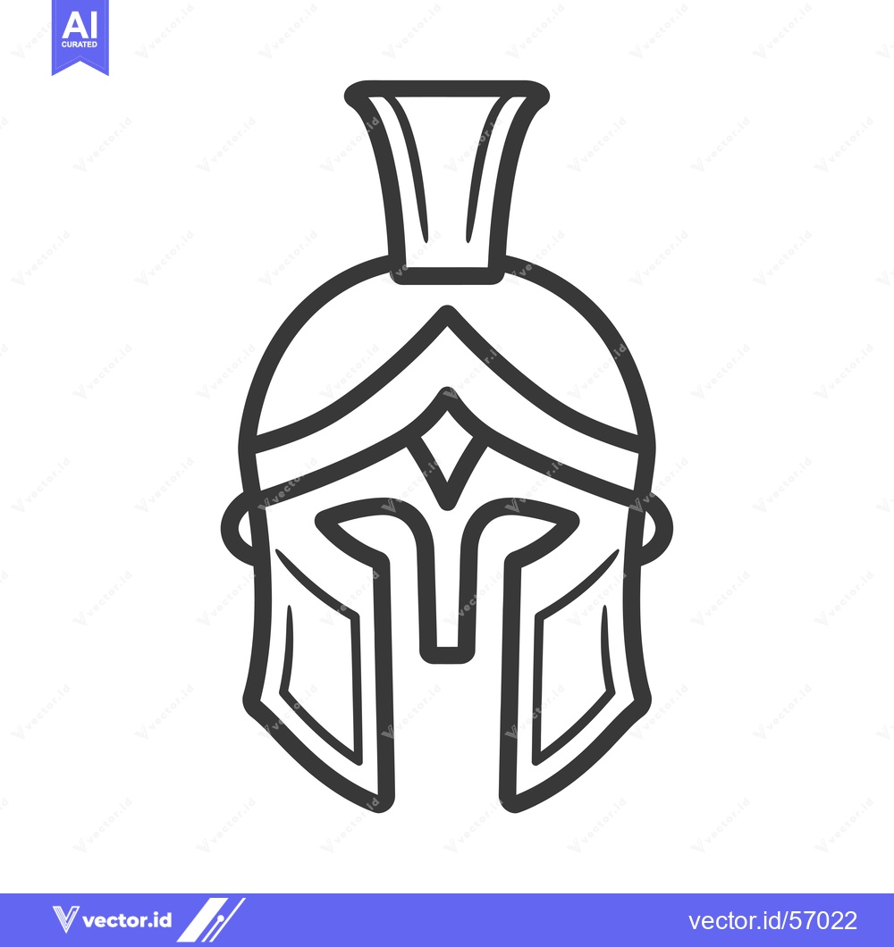 Premium Vector of Line Drawing of a Spartan Helmet