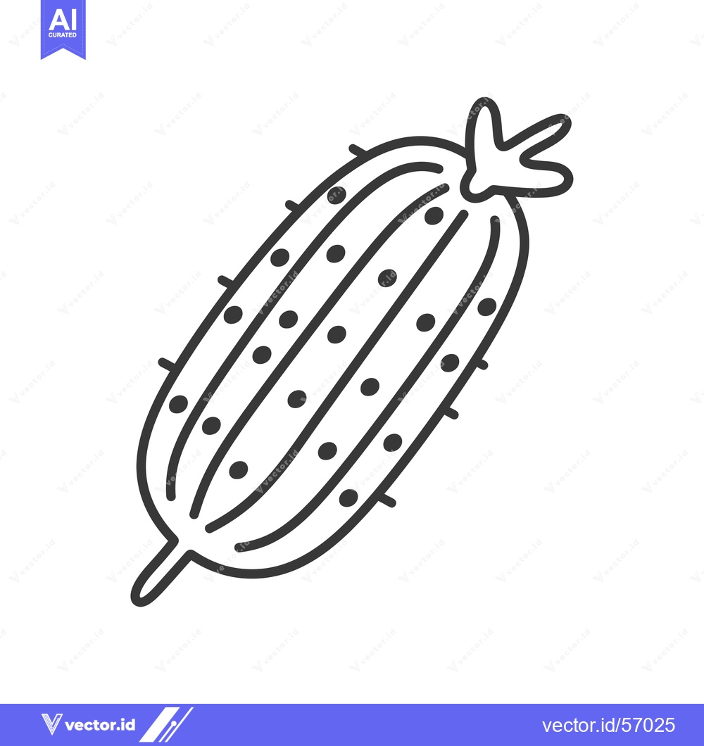 Premium Vector of Line Drawing of a Spiky, Oblong Cactus with a Flower Bud