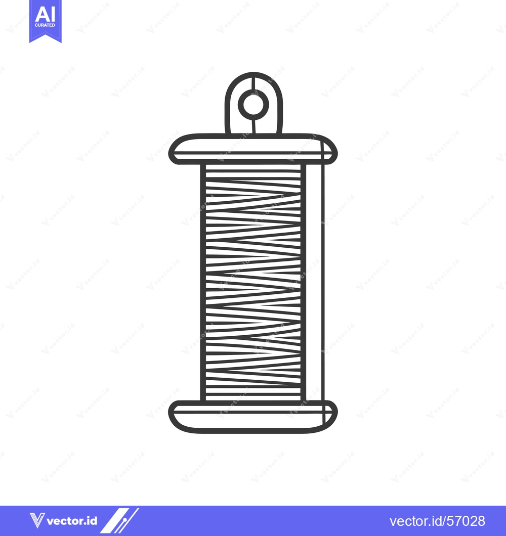 Premium Vector dari Line Drawing of a Spool of Thread with a Hook