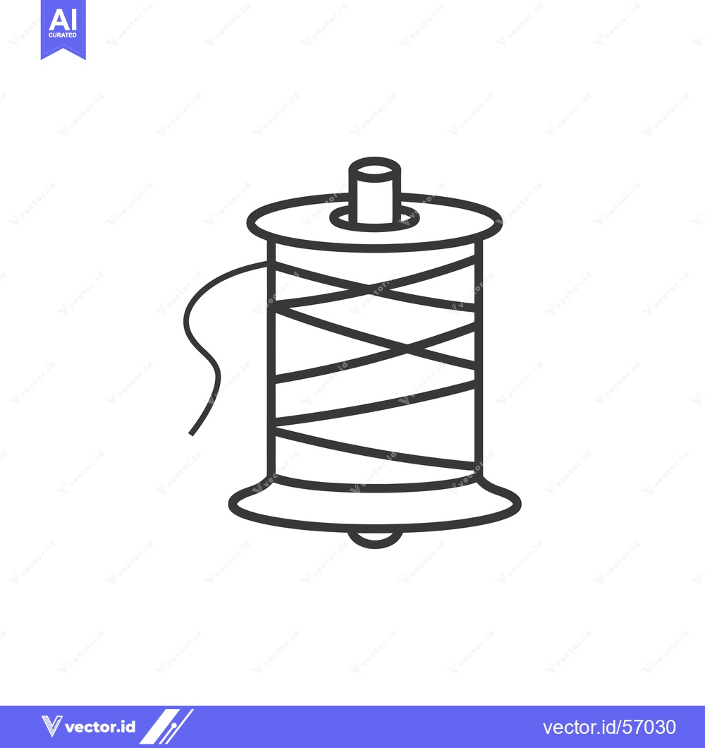 Premium Vector dari Line Drawing of a Spool of Thread with a String Hanging from It