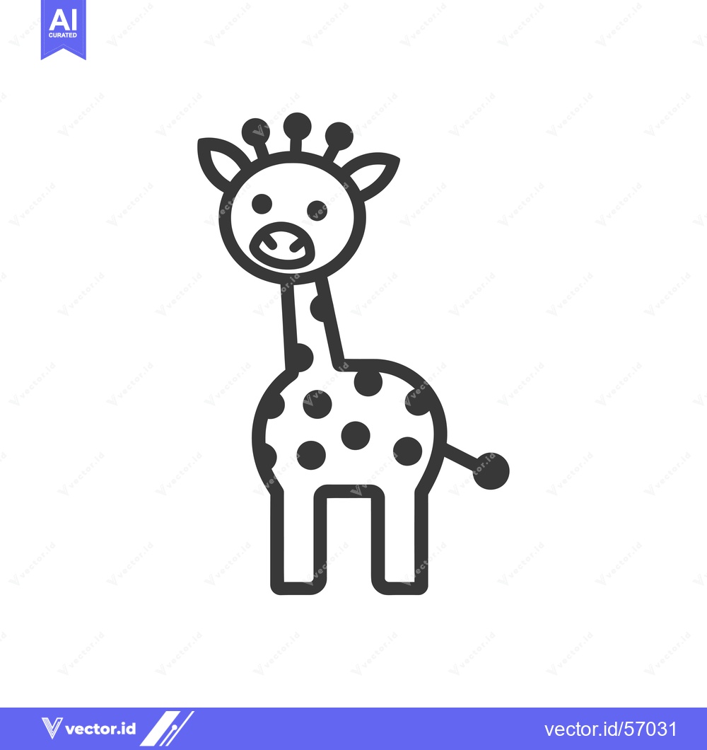 Premium Vector of Line Drawing of a Spotted Giraffe