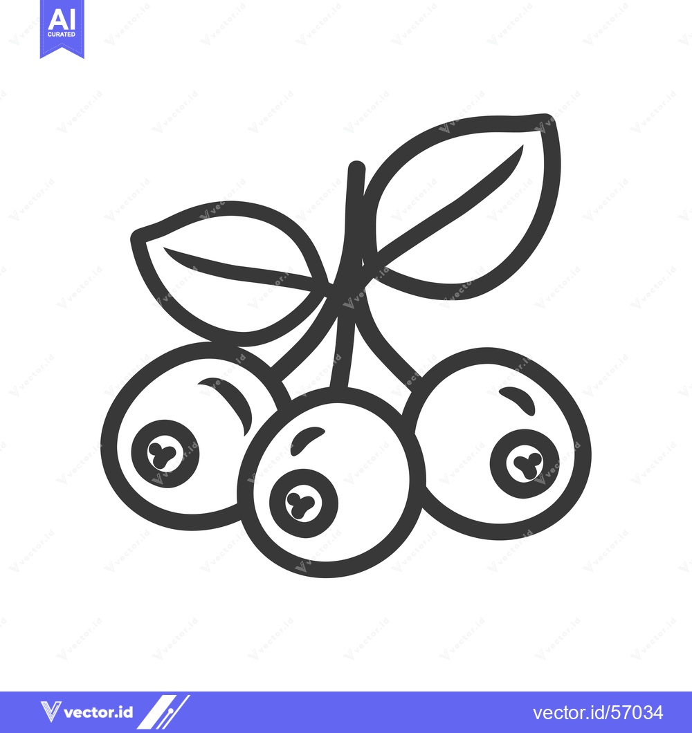 Premium Vector dari Line Drawing of a Sprig of Blueberries