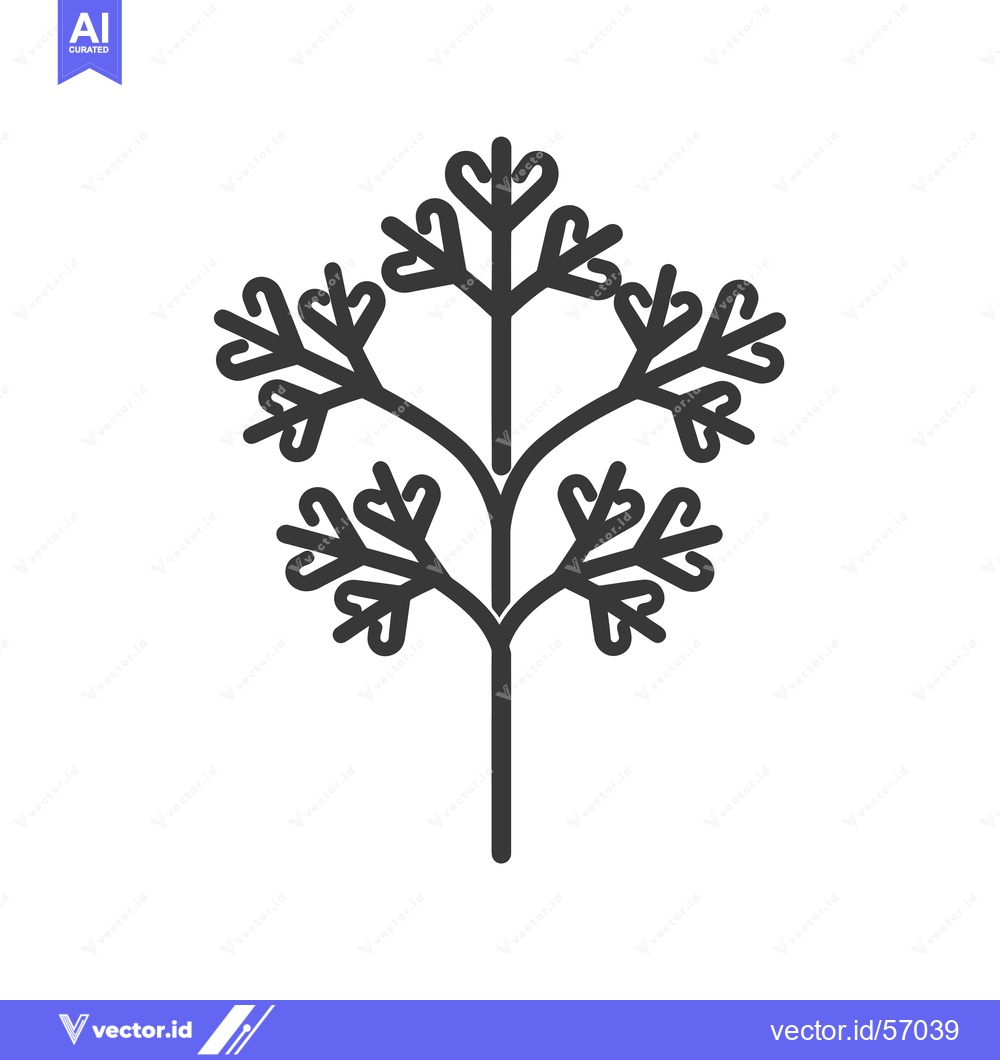 Premium Vector of Line Drawing of a Sprig of Parsley