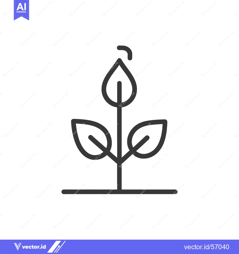 Premium Vector dari Line Drawing of a Sprouting Plant with Three Leaves