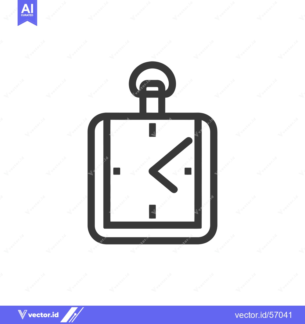 Premium Vector of Line drawing of a square pocket watch with a single hand