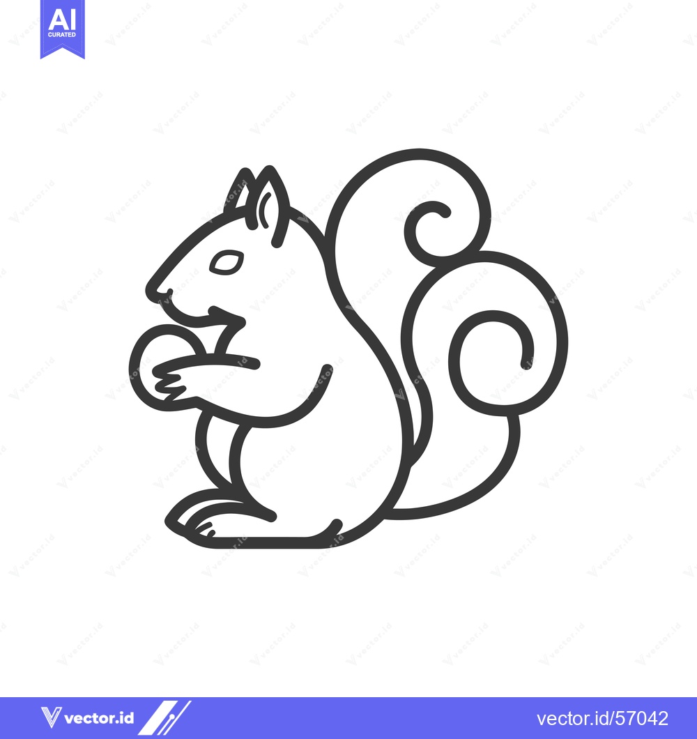 Premium Vector dari Line Drawing of a Squirrel Holding a Nut