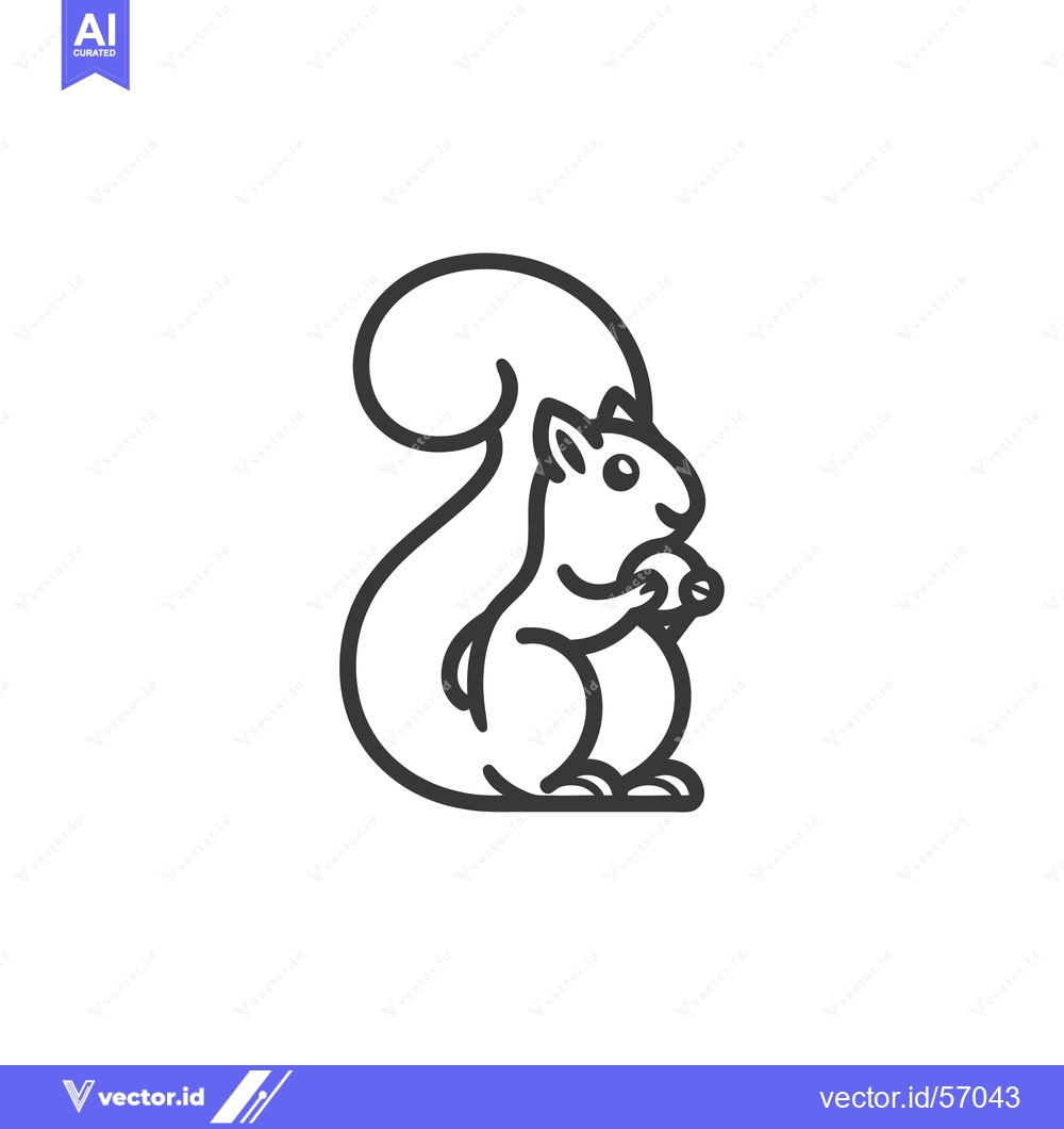 Premium Vector dari Line drawing of a squirrel holding a nut