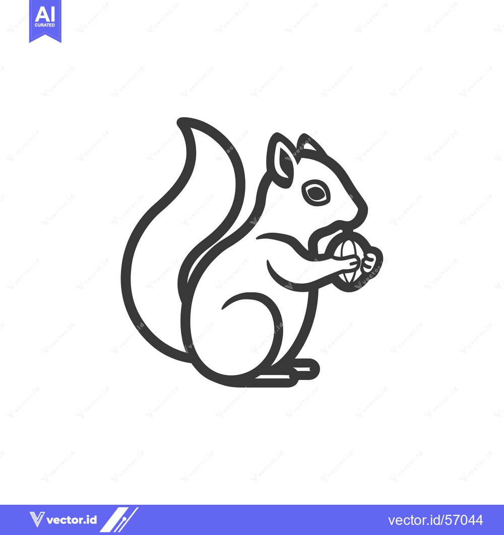 Premium Vector dari Line drawing of a squirrel holding a nut