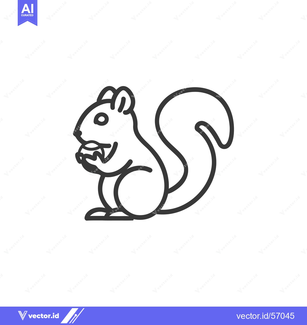 Premium Vector dari Line drawing of a squirrel holding a nut