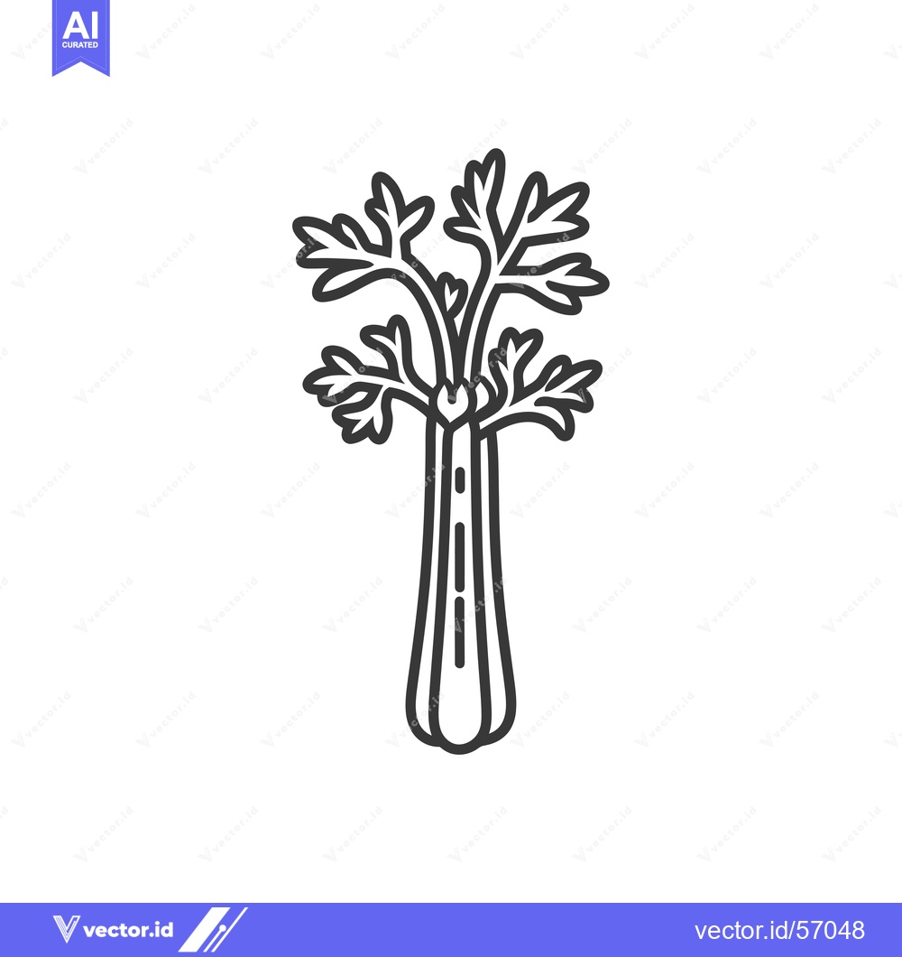 Premium Vector dari Line drawing of a stalk of celery with leaves