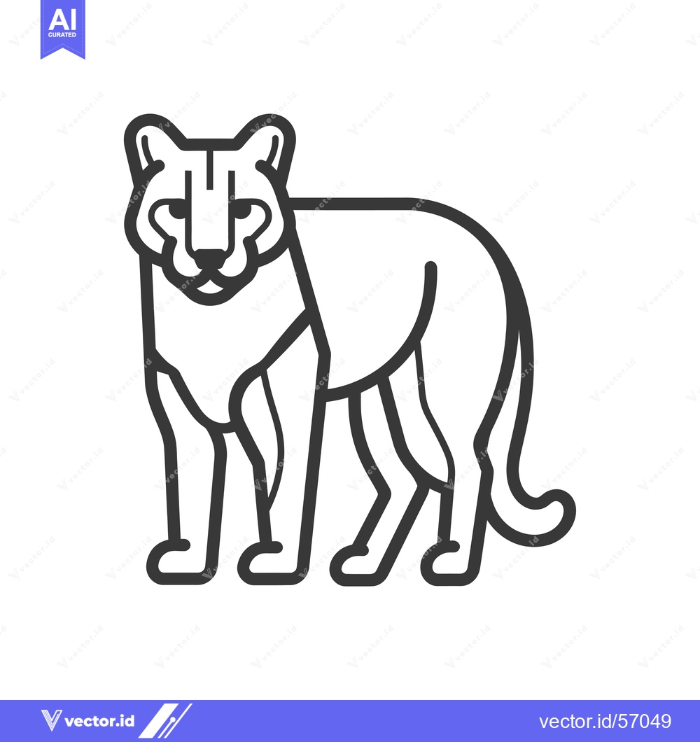 Premium Vector of Line Drawing of a Standing Cougar