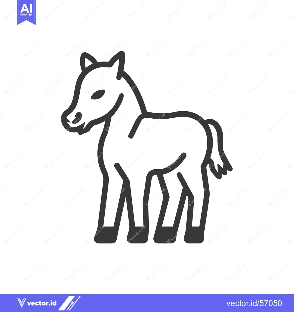 Premium Vector of Line Drawing of a Standing Foal