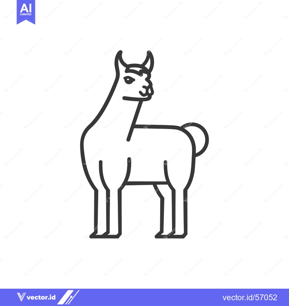 Premium Vector dari Line Drawing of a Standing Llama