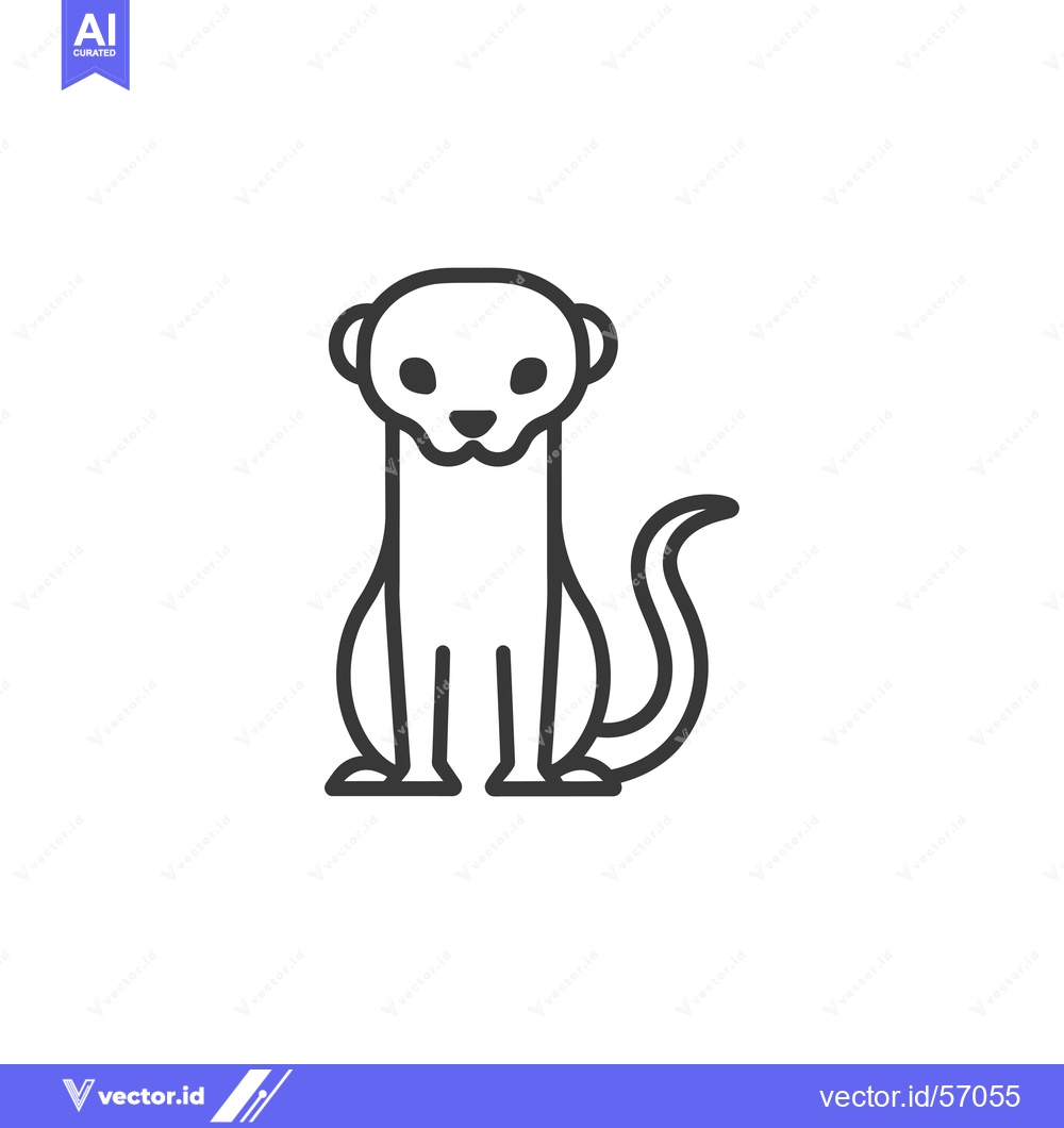 Premium Vector dari Line drawing of a standing meerkat with a curled tail
