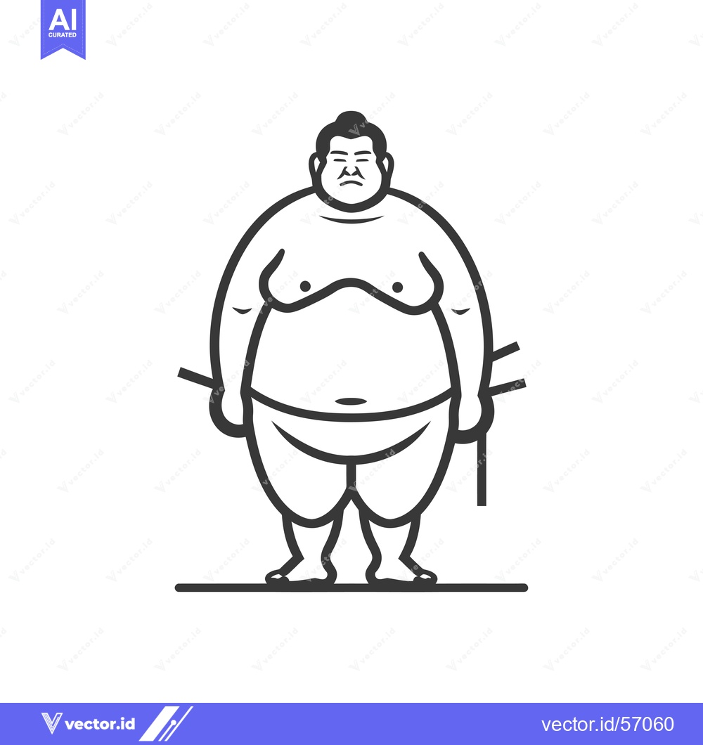 Premium Vector of Line Drawing of a Standing Sumo Wrestler