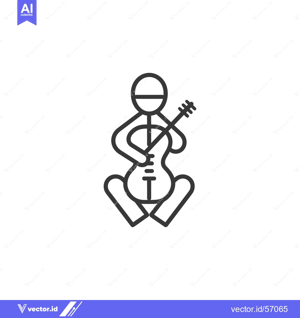 Premium Vector of Line drawing of a stick figure playing the cello