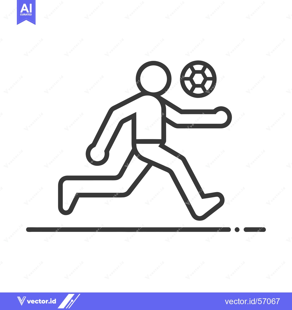 Premium Vector dari Line drawing of a stick figure running and kicking a soccer ball
