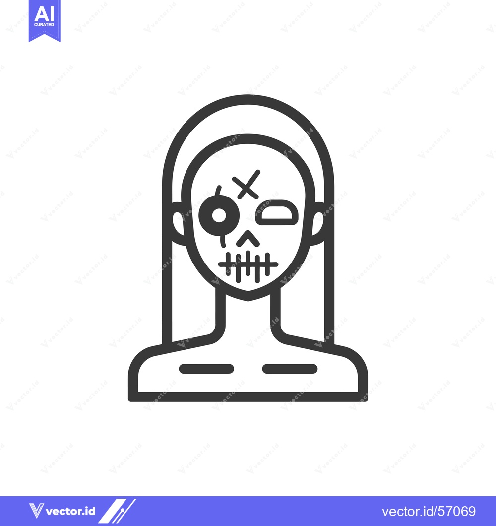 Premium Vector of Line Drawing of a Stitched-Up Female Zombie