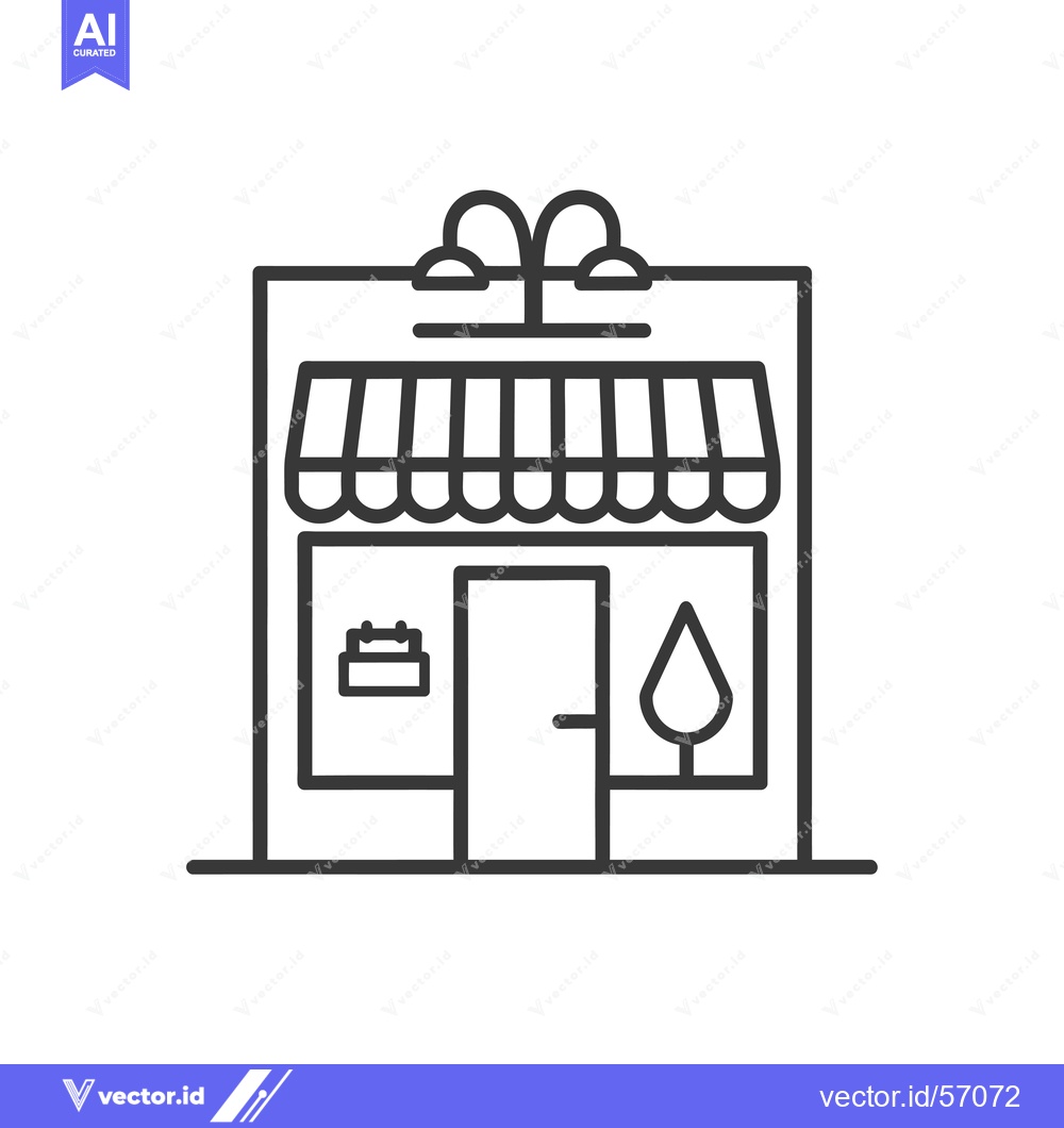 Premium Vector dari Line drawing of a storefront with an awning