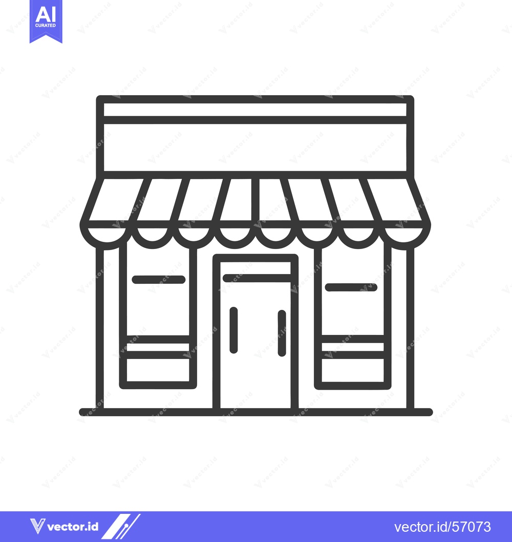 Premium Vector of Line drawing of a storefront with an awning